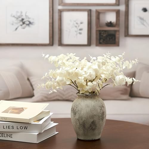 5.94" Ceramic Vase for Home Decor, Decorative Terracotta Farmhouse Rustic Vases for Living Room Kitchen Bedroom Bathroom Entryway Mantel Table, Pottery Vases for Pampas Grass Dried Fresh Flowers - color: Natural Brown- 5.94"