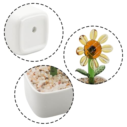 Glass Sunflower Planter 4 Inch Potted Faux Sunflower for Desk Decor Home Aesthetics - color: Sunflower