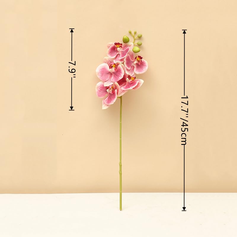 4-Pcs Artificial Flowers Real Touch Latex Phalaenopsis 17.7inch Artificial Orchid Stem Bouquets for Wedding Party Home Garden Decor (Light Purple) - color: Light Purple