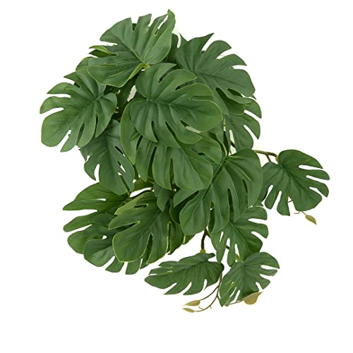 Reptile Plants for Terrarium, Amphibian Habitat Decor Artificial Hanging Plants with Suction Cup - Fake Monstera - color: Fake Monstera