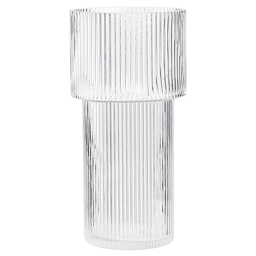 Large Glass Vase, 12 Inches Tall Vase for Flowers, Flower Vases for Bouquet, Modern Ribbed Glass Vases for Living Room, Dining Table, Office, Entryway, Mantle, Shelf, Wedding Gifts - color: Clear, size: Ribbed 12 Inches