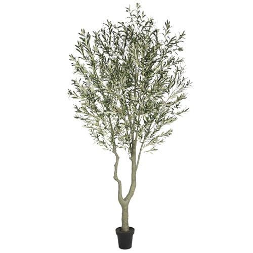 Nafresh Tall Faux Olive Tree，10ft（120in） Realistic Potted Silk Artificial Olive Tree， Fake Olive Trees Indoor with Green Leaves and Big Fruits for Home Office Living Room Stairs Patio Decor. - size: 10ft