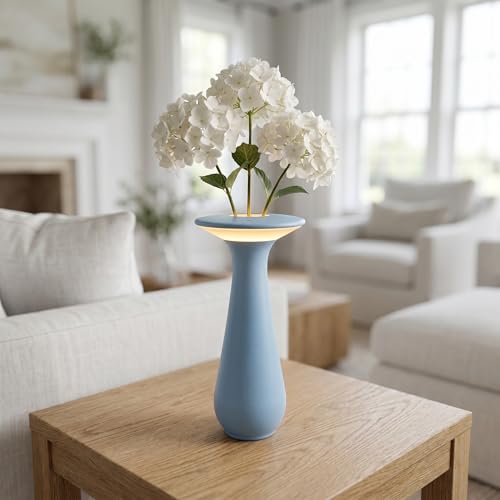 Cordless Flower Table Lamp, Rechargeable LED Vase Night Light | flower vase,small table lamp，flower table lamp，nightstand lamp - color: Blue