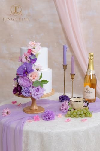 TINGE TIME Fake Flowers Artificial Flowers Peonies Bulbous Chrysanthemum Daisy Hydrangea Sunflower Violets Dahlia Daffodils Epiphyllum Orchid Cherry Blossom Camellia Leyaron (Purple) - color: Light Purple