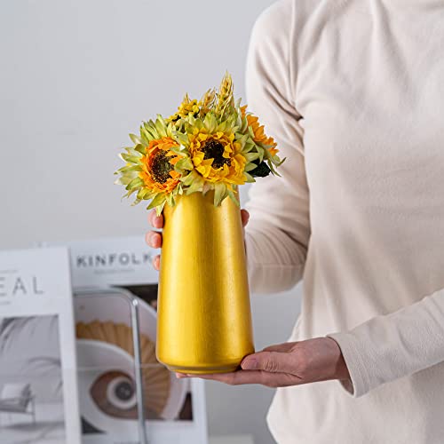 Gold Vase - 8" Gold Ceramic Flower vase for Home/Table/Accent Decor, Minimalist Modern Vases for Centerpieces, Room Decor, Living Room, Bedroom or Gift - color: Gold, size: Big
