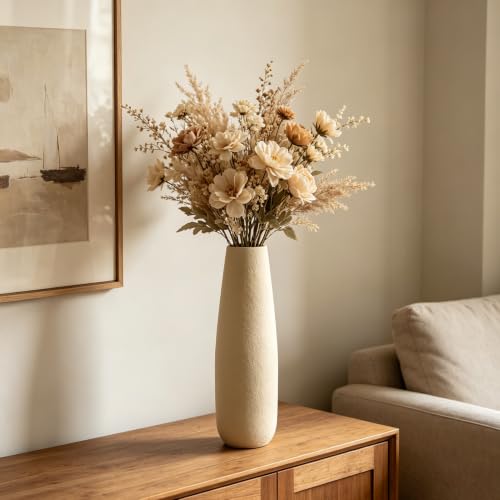 Hosley 16 in High Brown Metal Vase, Ideal for Dried Flowers Gift for Floral Arrangements Wedding Home Spa Votive Candle Gardens - color: Brown 1
