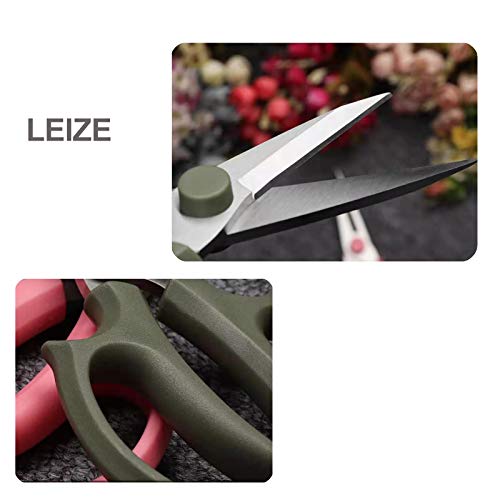 Leize Flower Scissors, Premium Thickened Stainless Steel Floral Shears, Strong Pruner for Flowers, Branches and Leaves (Grey Green Slender) - color: Grey Green Slender