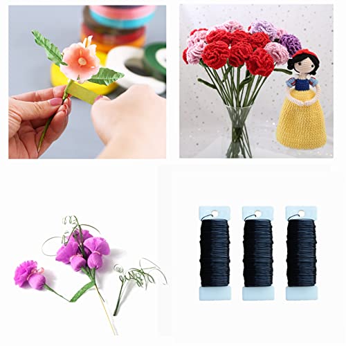 3 Rolls 22 Gauge Gold Paddle Wire Flexible Floral Wire for Flower Arrangement, Wreath, Garland - color: Gold
