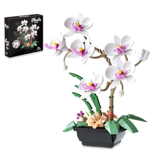 Orchid Flower Building Block Set, Orchid Botanical Collection for Home & Office Decor, Artificial Flowers Plant Gifts for Adults Valentine's Day, Mothers Day, Birthday 581pcs