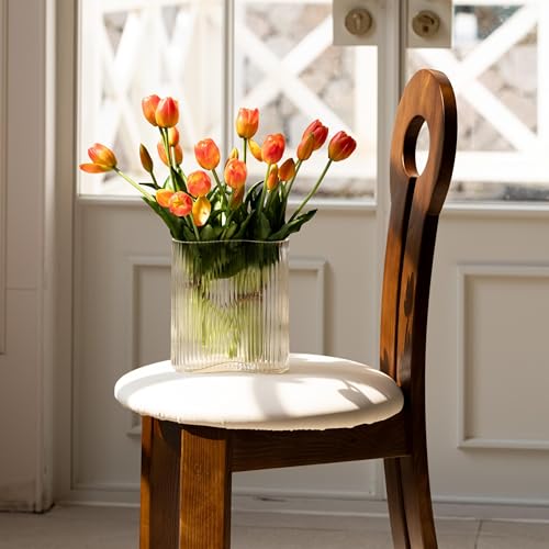 Avoeco 20Pcs Artificial Tulips Flowers Real Touch Latex – Faux Tulips Bouquet for Home Decor, Wedding Centerpieces, Spring Floral Arrangements, Fake Flowers for Vase Decoration (20, Orange) - color: Orange