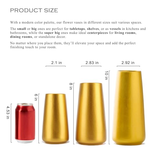 Gold Vase - 10" Gold Ceramic Flower vase for Home/Table/Accent Decor, Minimalist Modern Vases for Centerpieces, Room Decor, Living Room, Bedroom - color: Gold, size: Super Big