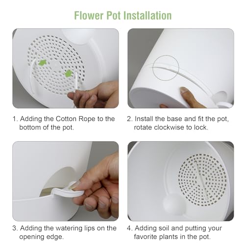Meowell 12 inch Large Self Watering Pots for Indoor Outdoor Plants, Flower Plant Pots with Mesh Drainage Holes for Garden House, Plastic Planters with Reservoir for Home, White - color: White, size: 12inch A