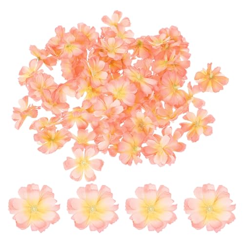 PATIKIL 100 Pcs Fake Silk Flower Heads, 1.6 Inch Artificial Cherry Blossom Faux Flower Heads for DIY Craft Wedding Party Home Wreath Decoration, Bright Red - color: Bright Red
