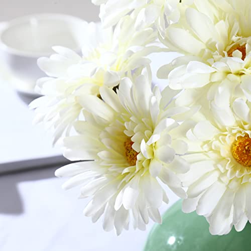 TOPIA Artificial African Daisies Flowers African Daisy Silk Flowers Artificial Gerbera Daisies Pack of 10 (White) - color: White, size: 10pcs