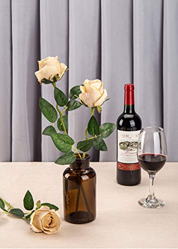 10pcs Artificial Rose Flowers Long Stem Fake Silk Roses for DIY Wedding Bouquet Table Centerpiece Home Decor,Champagne - color: Champagne