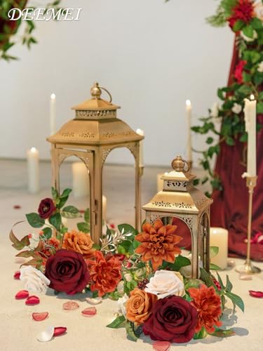 Artificial Flowers Combo Box Set Fall Fake Flowers Silk Mix Roses Peonies with Stems for DIY Bridal Wedding Decor Bouquets Centerpieces Baby Shower Party Home Decorations Orange Red 26pcs - color: Orange Red