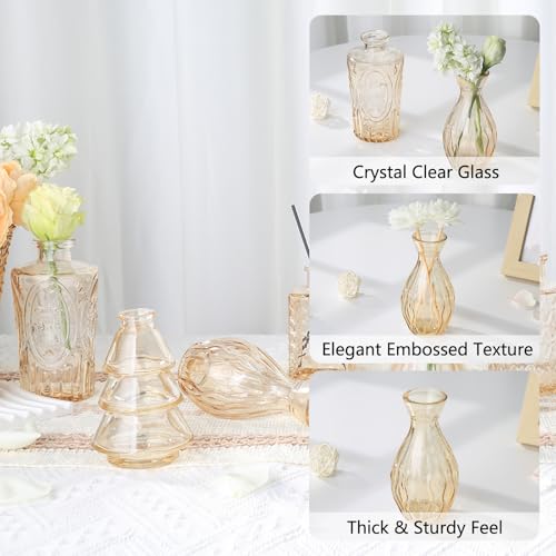 RUCKAE Glass Bud Vases Mini Flower Vase Small Vintage Vases for Centerpiece Table Wedding Decorations Home Decor Party(Gold 32pack) - color: Gold
