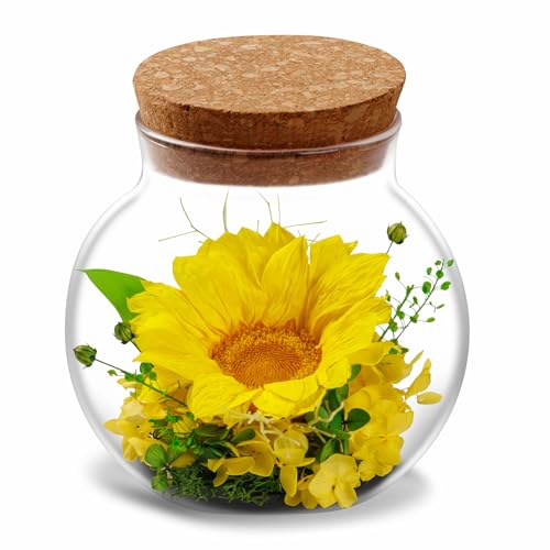 NATROSES Christmas Birthday Gifts for Women - Handmade Preserved Flowers Wish Bottle for Valentine's Day, Mother's Day, Anniversary, Home Decor (Yellow) - color: Yellow