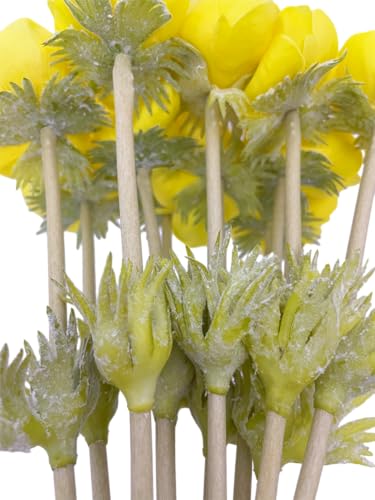 5Pcs Artifical Real Touch PU Anemone Flower Bouquet Room Home Decor (Yellow) - color: Yellow