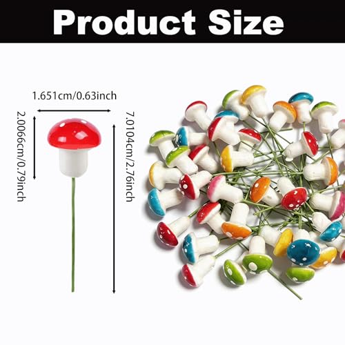 160PCS Tiny Foam Mushrooms Miniatures, Assorted Color Artificial Ornaments for DIY Crafts Flower Pot Bonsai Micro Fairy Garden Landscape Home Decoration Supplies