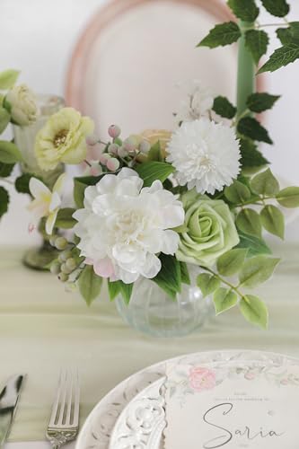 rongflower White Green Artificial Flowers Combo Set Fake Flower Leaf Box with Stemst for DIY Wedding Bridal Bouquet, Centerpieces, Home Decor, Floral Arrangement Decor - color: Green White