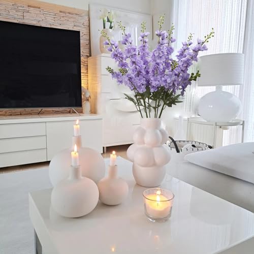 Purple Delphinium Artificial Flowers 8PCS Purple Fake Flowers 33.46" Tall Flowers Faux Delphinium for Floor Vase Light Purple Flowers for Wedding Centerpieces Home Decor Indoor - color: Light Purple