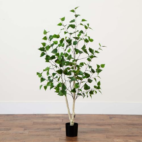 Nearly Natural 4ft. Artificial Birch Tree with Real Touch Leaves - size: 4ft
