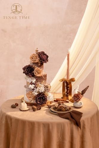 TINGE TIME Artificial Flowers Combo Set, Gradient Color Flower Leaf with Stems for DIY Wedding Bouquets Centerpieces Baby Shower Party Home Decorations (Mocha Brown) - color: Mocha Brown