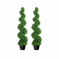 4ft Artificial Boxwood Spiral Topiary Tree(2pcs), 48" in H Spiral Faux Topiaries Tree for Front Porch/Home/Office Decor, Topiary Trees Artificial Outdoor/Indoor