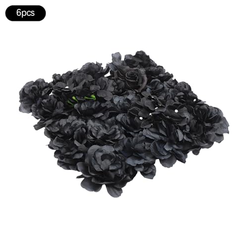 DNYSYSJ Black Flower Wall Panel,6pcs 15" X 15" Black Rose Panel Artificial Hydrangeas Flowers Panel Silk Fabric Wall Mat for Halloween Thanksgiving Photography Home Wedding Party Event Wall Decor - color: Black Roses, 15x15in, size: 6 pieces