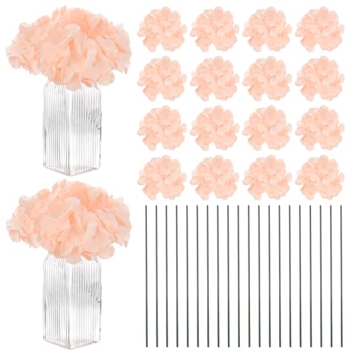 M METERXITY 66-Pack Silk Hydrangea Flowers, Artificial Flowers Heads with 66pcs Stems, Full Hydrangea Flowers for Home Decor/Wedding/Christmas/DIY/Party/Garden [Nude Pink] - color: Nude Pink