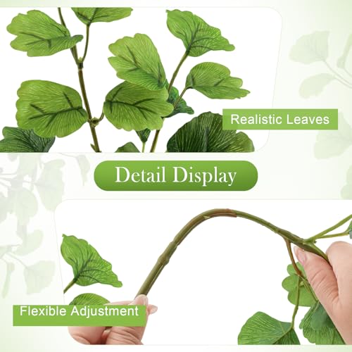Gresorth 29" Artificial Ginkgo Leaves Ornament Fake Green Branch Display Realistic Faux Biloba Plant Bouquet Decoration Home Cabinet Table 4pcs - color: B