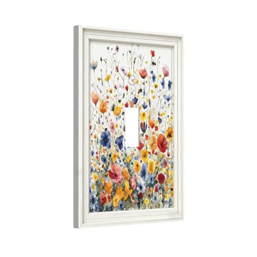 Decorative Art Light Switch Covers Watercolor Wildflower Bouquet Single Toggle Wall Plate Decorative Switchcover Electrical Switchplate for Home Decor - color: Watercolor Wildflower Bouquet, size: 1-Gang Toggle / 5 x 3 IN