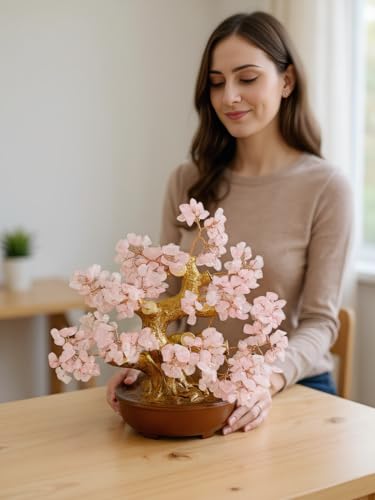 Feng Shui Crystal Money Tree of Life, Artificial Plants Made in uv Resin,Bonsai Tree.Diamond Art Tree of Life,Home Decor,Art Supplies. Gfit for Women,man.(Pink Treasure Tree) - color: Pink Treasure Tree