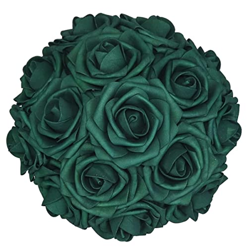 50pcs Artificial Flowers，Real Touch Artificial Foam Roses Decoration DIY for Wedding Bridesmaid Bridal Bouquet Centerpieces Party(50, Army Green) - color: Army Green