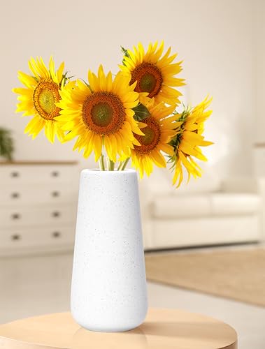 D'vine Dev 8 Inch Ceramic Flower Vase Textured Finishing, Minimalist Design for Kitchen, Bedroom, Living Room, Centerpieces, Office, Speckled Porcelain, VS-XH-G-1 - color: Speckled Porcelain, size: 8 Inch