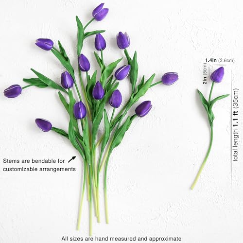 FiveSeasonStuff Real Touch Tulips Artificial Flowers – 15 Stems Faux Tulip Bouquet in Gift Box for Wedding, Home Decor, Party, Floral Arrangements (Sweet Plum Purple) - color: #20 Sweet Plum Purple