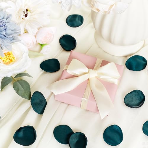 SITUMEIZI 400PCS Artificial Green Rose Petals Fake Silk Flower Petals for Romantic Night for Her Set Valentine's Day, Wedding, Proposal Anniversary Decorations - color: Green