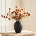 Artificial Flowers with Vase for Home Decor - Faux Mum Flower Arrangement Centerpiece, 12 Stems Beige and Brown Silk Flowers in Black Iron Vase for Dining Table Living Room Office Bedroom - size: Beige/Brown Bouquet in Vase