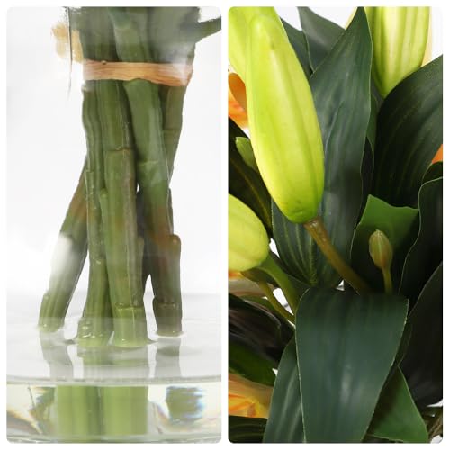 GarveeHome Artificial Lily Flower, Faux Lily Flowers Stems for Vase, Silk Fake Flowers for Home Table Office Wedding Party Decor (Orange and Yellow) - color: Tiger Lily ,Orange and Yellow