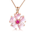 ROSE Gold Cherry Blossoms Necklace For Graduation and Mother’s Day gifts Pink beautiful Artificial stone crystal Necklace Best Gifts For Women Friend Lover
