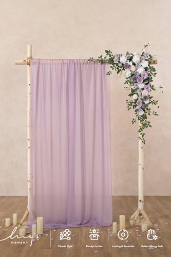 Ling's moment Wedding Arch Flowers - 6.5FT Floral Garland for Ceremony Arbor Backdrop Decoration - Artificial Rose Floral Swag for Sweetheart Table Birthday Party, Baby Shower, Purple - color: Prpl-lilac & Cream