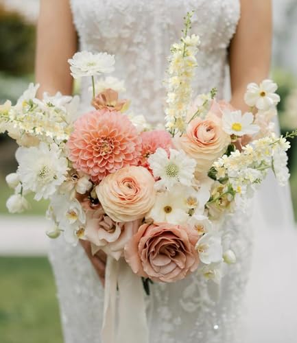 8 PCS Champagne Delphinium Artificial Flowers, Long Stem Artificial Flowers for Tall Vase 33.5" Larkspur Silk Flowers with Stems for Wedding Centerpieces Home Table Decor (Champagne) - color: Champagne