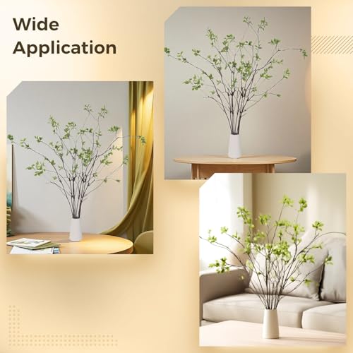 8 Pcs Artificial Ficus Branches 37.8 Inches Long Fake Greenery Stems for Vase Faux Eucalyptus Stems with Leaves, Realistic Green Leaves Branches for Home Decor Office Desk Decoration - color: Green