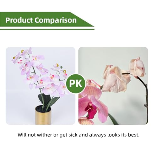 17" Artificial Orchid Flowers Potted, Realistic Faux Light Pink Orchids in Pot for Bathroom Kitchen Home Office Living Room Table Decor Indoor Outdoor - color: Light Pink