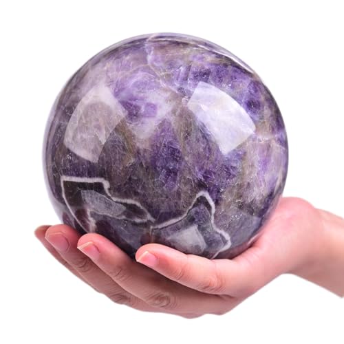 Large Dream Amethyst Crystal Ball with Stand Healing Crystals Sphere for Meditation, Divination, Witchcraft 120-130mm/4.7-5.1" - color: Dream Amethyst, size: 120-130mm/4.7-5.1"