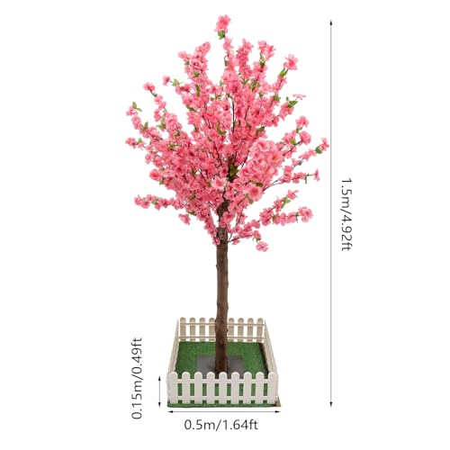 Artificial Cherry Blossom Trees for Home Decor Pink Faux Cherry Blossom Tree Fake Cherry Tree Cherry Blossom Tree for Indoor Outdoor Office Wedding Party Decor (5FT Tall/1.5M) - color: Pink, size: 5FT Tall/1.5M