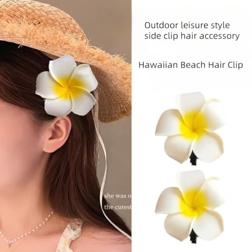 7pcs Hawaiian Flower Hair Clips for Women Girls Plumeria Artificial Flower Clips Bridal Wedding Party Beach Hair Clips - color: 7pcs Plumeria