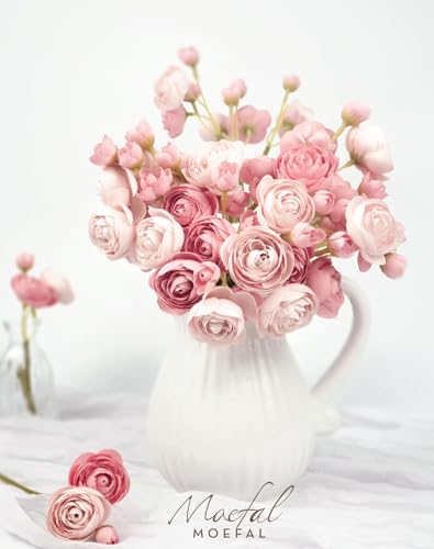 Ranunculus Artificial Flowers 18pcs, Faux Silk Mini Ranunculus Bulk Fake Wedding Filler Flowers for DIY Bouquets Centerpieces Bridal Shower Decorations Arrangements, Dusty Rose - color: Dusty Rose