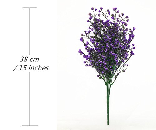 CATTREE Artificial Plants Shrubs Bushes, Plastic Fake Plants Wedding Indoor Outdoor Home Garden Verandah Kitchen Office Table Centerpieces Arrangements Christmas Decoration - Deep Purple 8 pcs - color: Bell Leaves-purple-8 Pcs